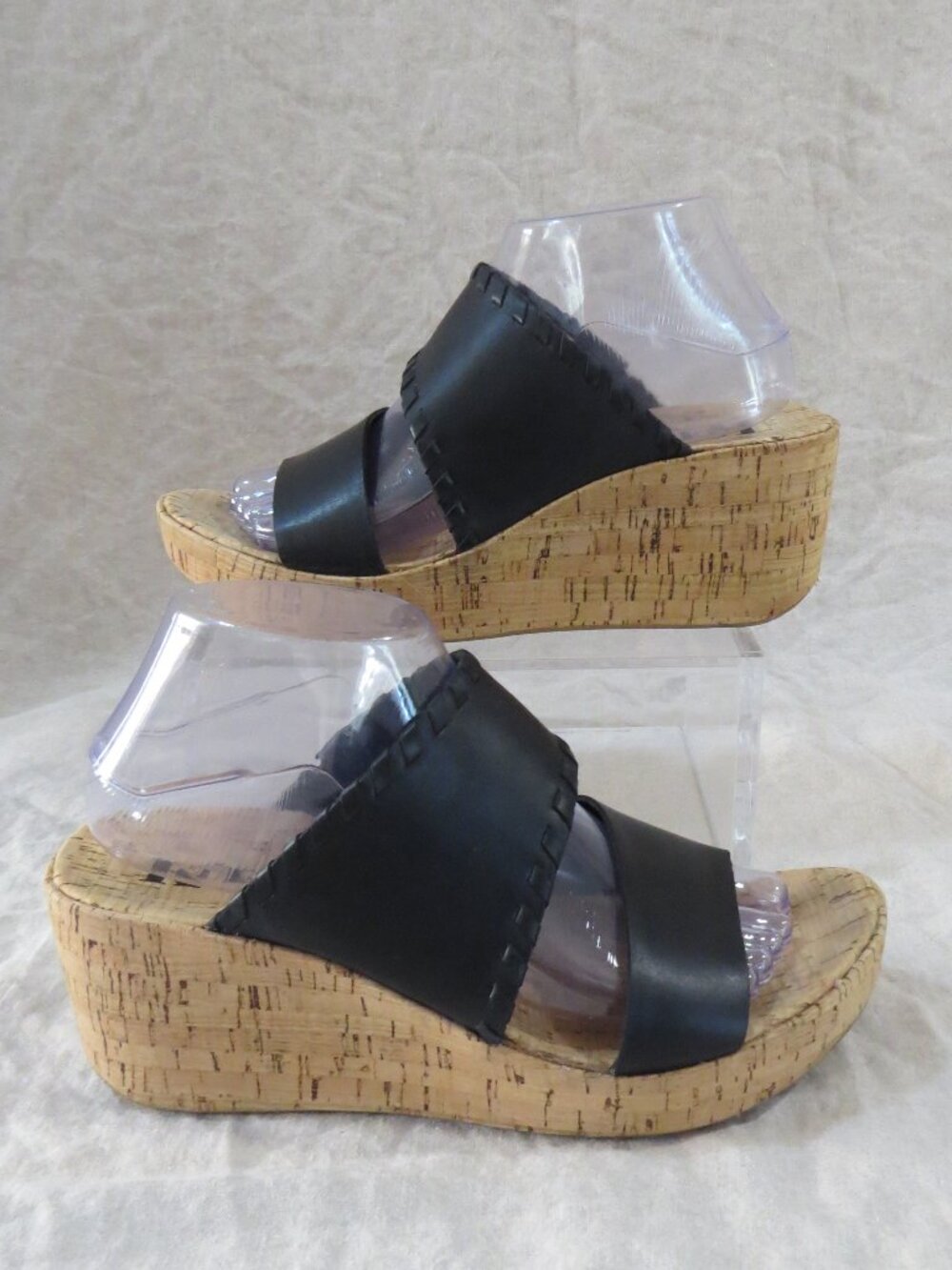 KORKS Kendri Sandals Black Leather SIZE 9 Whip Stitch Detail